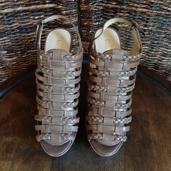 Colin Stuart Gladiator Caged Peep Toe Platform Heels Leather Sandals 8 Brown - Picture 3 of 10